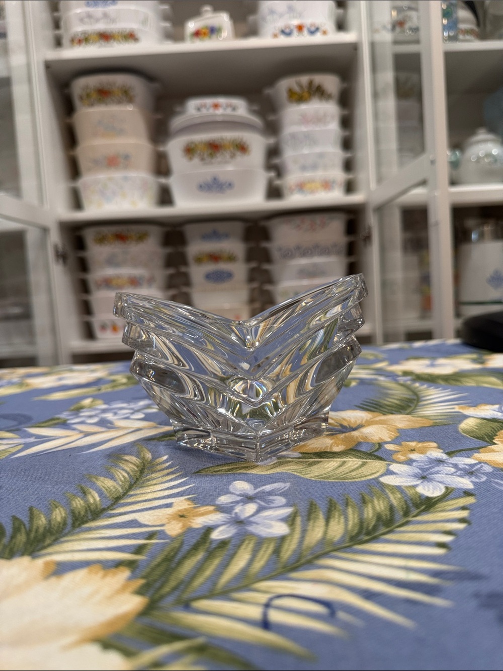 Clear Glass V-Shaped Decorative Bowl - Clear